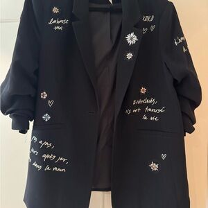 Cinq a Sept Embroidered Black Women's Blazer